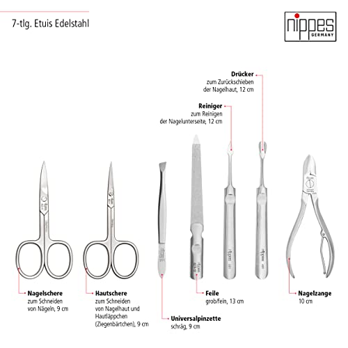 Nippes Solingen Manicure Set, 7-Piece, Stainless Steel, Nickel-Free, Genuine ...