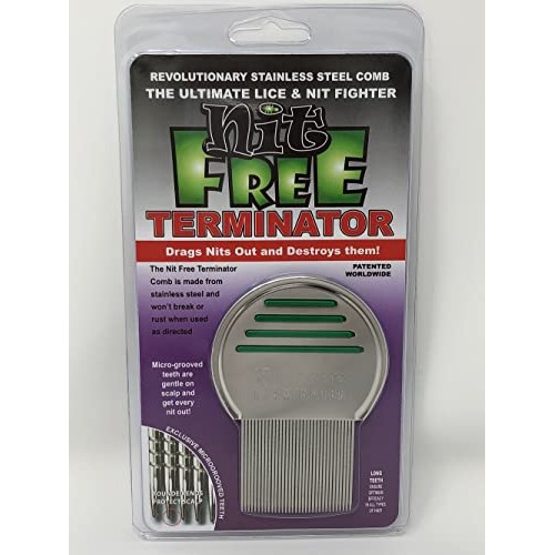 Nit Free Terminator Comb, Professional Stainless Steel Louse and Nit Comb for...
