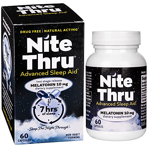 Nite Thru Advanced Sleep Aid Melatonin Dietary Supplement, 60 Capsules (Pack ...