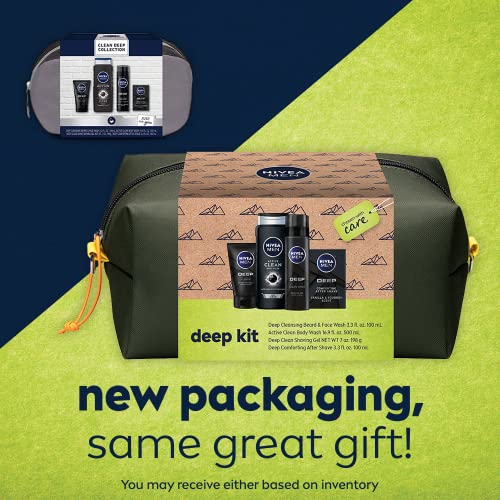 NIVEA MEN Clean Deep Skin Care Collection For Men, 4 Piece Gift Set