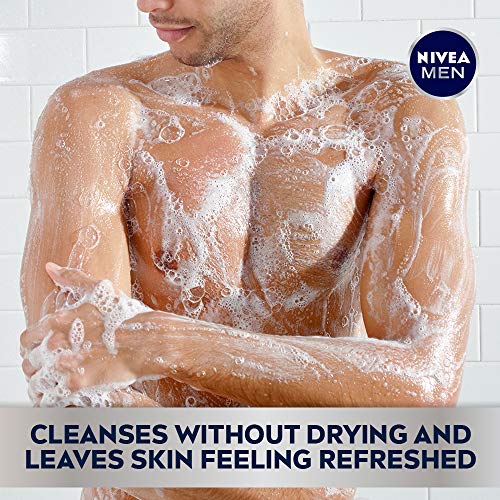 NIVEA MEN Cool Body Wash with Icy Menthol, 3 Pack of 16.9 Fl Oz Bottles