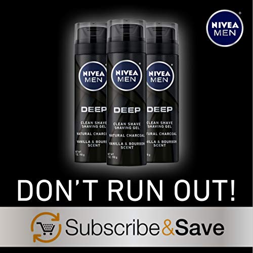NIVEA Men DEEP Clean Shaving Gel - With Natural Charcoal To Clean While Shavi...