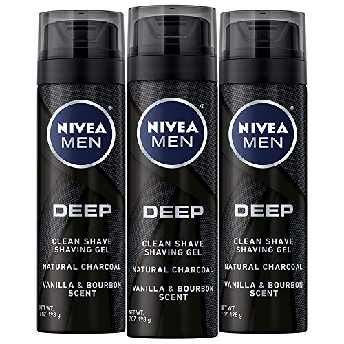 NIVEA Men DEEP Clean Shaving Gel - With Natural Charcoal To Clean While Shavi...