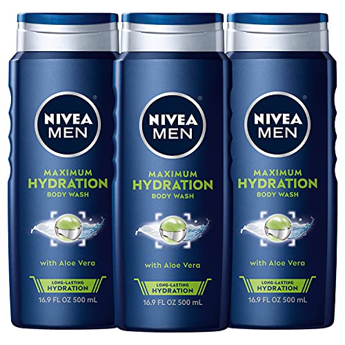 NIVEA MEN Maximum Hydration Body Wash, Aloe Vera Body Wash for Dry Skin, 16.9...