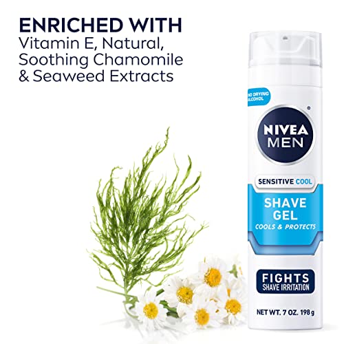 NIVEA MEN Sensitive Cooling Shave Gel with Chamomile and Seaweed Extracts, 3 ...