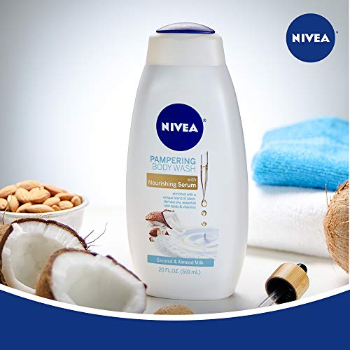 NIVEA Coconut and Almond Milk Body Wash with Nourishing Serum, 20 Fl Oz Bottle