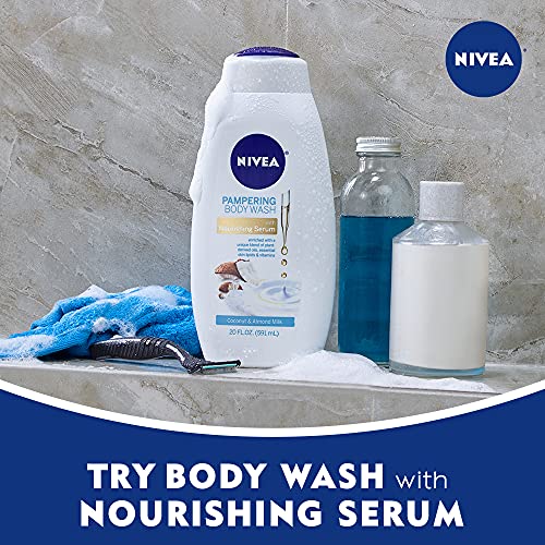 NIVEA Coconut and Almond Milk Body Wash with Nourishing Serum, 20 Fl Oz Bottle