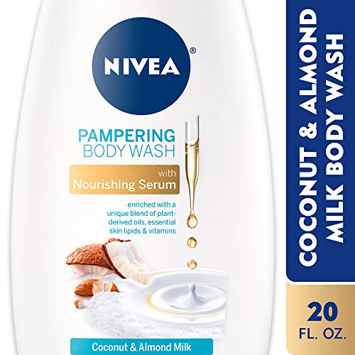 NIVEA Coconut and Almond Milk Body Wash with Nourishing Serum, 20 Fl Oz Bottle