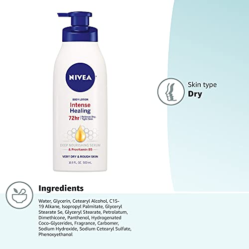 NIVEA Intense Healing Body Lotion, 72 Hour Moisture for Dry to Very Dry Skin,...