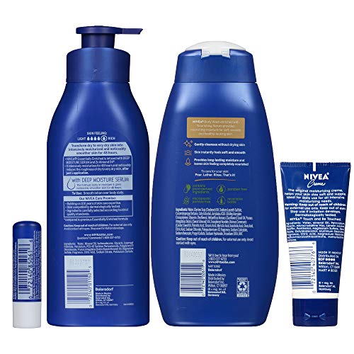 NIVEA Nourish & Care Gift Set, 4 Piece Skin Care Set - Body Lotion, Body Wash...