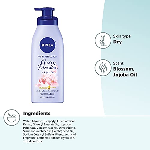 NIVEA Oil Infused Body Lotion, Cherry Blossom and Jojoba Oil, Body Lotion for...