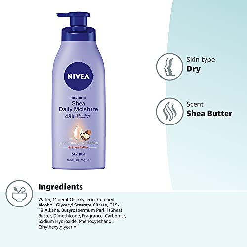 NIVEA Shea Daily Moisture Body Lotion, Dry Skin Lotion with Shea Butter, 16.9...