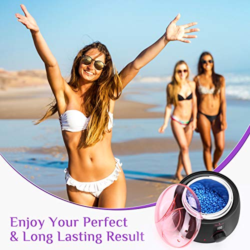 Nivlan Waxing Kit for Women 5 Hard Wax Beans and 30 Wax Applicator Sticks, Bl...