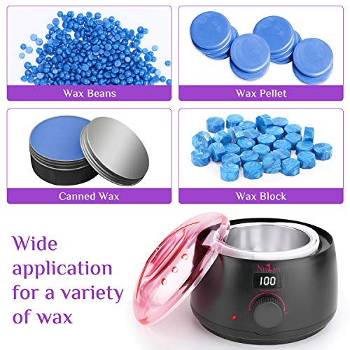 Nivlan Waxing Kit for Women 5 Hard Wax Beans and 30 Wax Applicator Sticks, Bl...