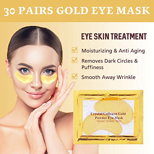 NIYET 30 Pairs Under Eye Collagen Patches, Gold Moisturizing Under Eye Mask, ...