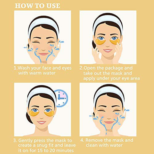 NIYET 30 Pairs Under Eye Collagen Patches, Gold Moisturizing Under Eye Mask, ...