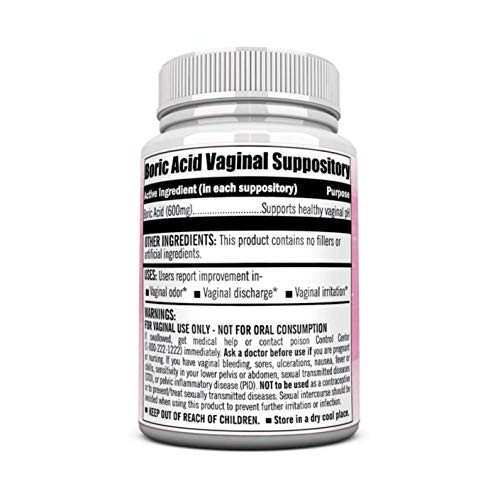 Boric Acid Vaginal Suppositories - 100% Pure Vegetable Capsules - Made in USA...