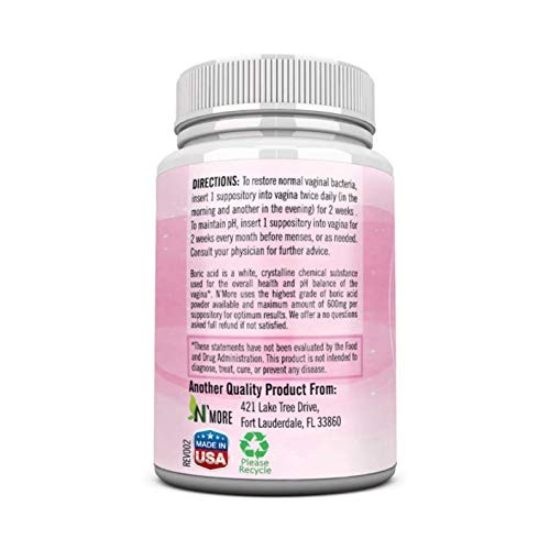 Boric Acid Vaginal Suppositories - 100% Pure Vegetable Capsules - Made in USA...