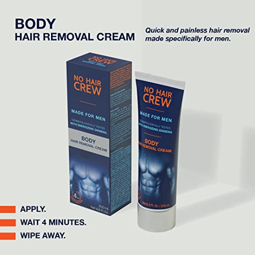 No Hair Crew Body At Home Hair Removal Cream for Manscaping Unwanted Hair wit...