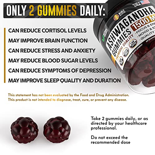 Ashwagandha Gummies by Noble Nutrition - with Organic Ashwagandha Root - Mood...