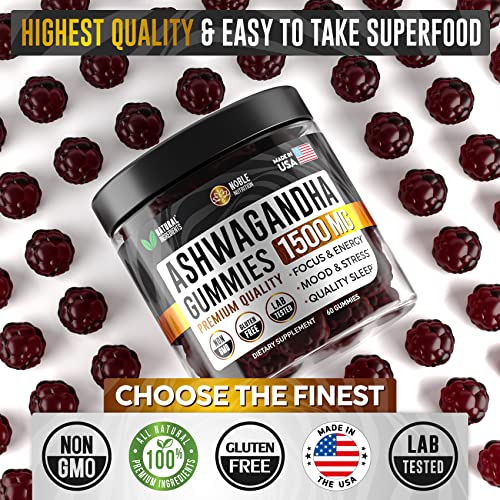 Ashwagandha Gummies by Noble Nutrition - with Organic Ashwagandha Root - Mood...