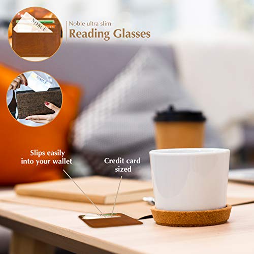 Noble Small Reading Glasses (3 Pack) - Rimless Readers with 3 Wallet Credit C...
