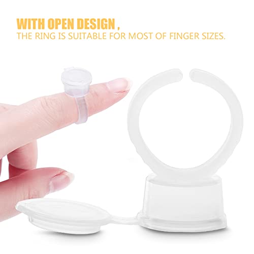 50Pcs Tattoo Rings Cups, Permanent Eyelash Glue Eyebrow Tattoo Pigment Ring D...