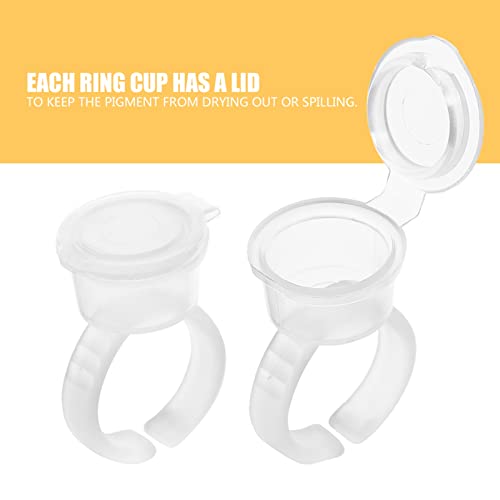 50Pcs Tattoo Rings Cups, Permanent Eyelash Glue Eyebrow Tattoo Pigment Ring D...