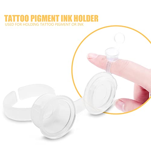 50Pcs Tattoo Rings Cups, Permanent Eyelash Glue Eyebrow Tattoo Pigment Ring D...