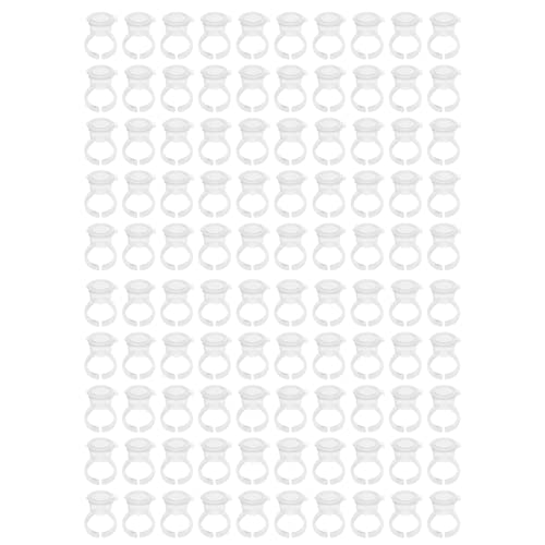 50Pcs Tattoo Rings Cups, Permanent Eyelash Glue Eyebrow Tattoo Pigment Ring D...