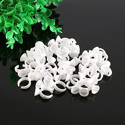 50Pcs Tattoo Rings Cups, Permanent Eyelash Glue Eyebrow Tattoo Pigment Ring D...