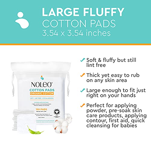 Organic Cotton Pads - Large & Fluffy Cotton Pads for Face - Makeup Remover Pa...