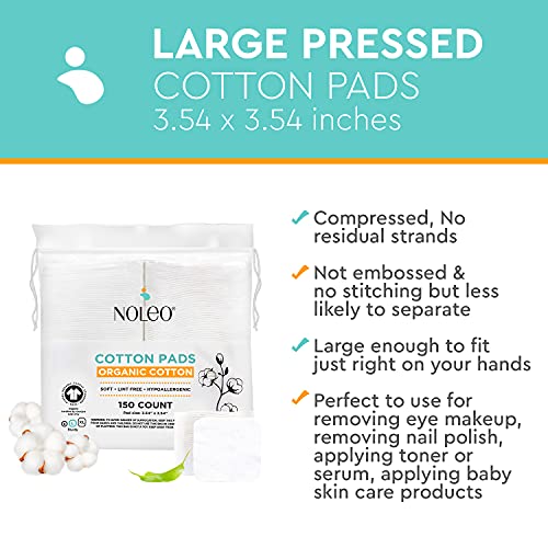 Organic Cotton Pads - Large & Pressed Cotton Pads - Lint Free Cotton Pads for...