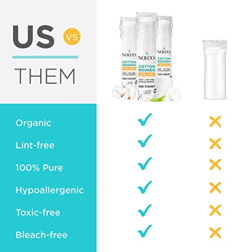 Organic Cotton Rounds Compatible with Makeup Products, Eye Makeup Remover Pad...