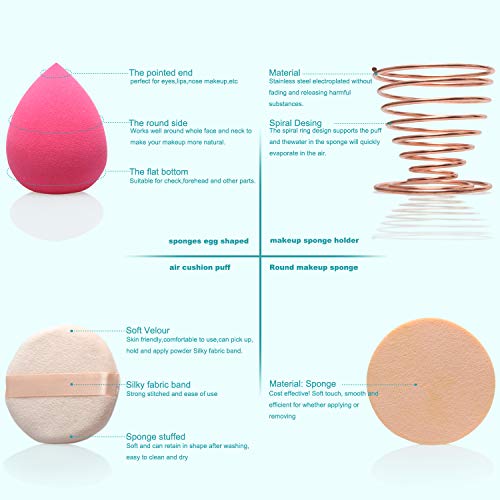 22pcs Makeup Sponges Set 10 Egg Shaped and 5 Makeup Puff and 5 Round Sponges ...
