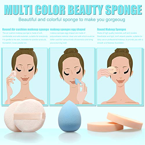 22pcs Makeup Sponges Set 10 Egg Shaped and 5 Makeup Puff and 5 Round Sponges ...