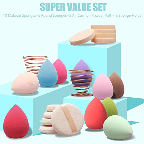 22pcs Makeup Sponges Set 10 Egg Shaped and 5 Makeup Puff and 5 Round Sponges ...