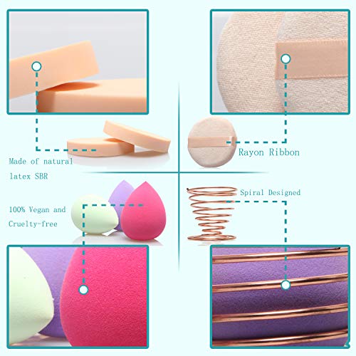 22pcs Makeup Sponges Set 10 Egg Shaped and 5 Makeup Puff and 5 Round Sponges ...