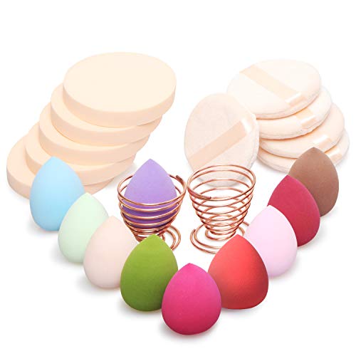 22pcs Makeup Sponges Set 10 Egg Shaped and 5 Makeup Puff and 5 Round Sponges ...
