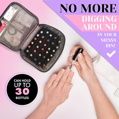 Nail Polish Organizer Carrying Case - 30 Nail Polish Bottle Holder Travel Bag...