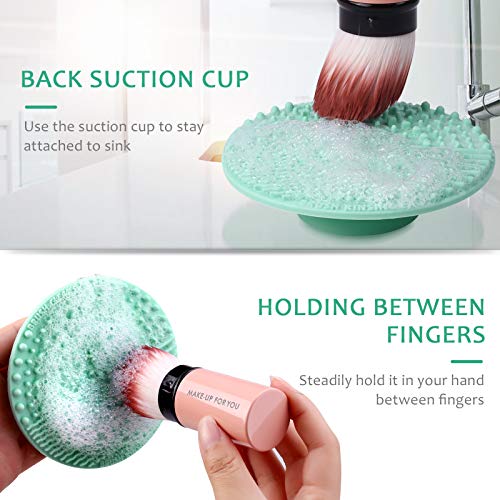 Brush Cleaning Mat, Silicone Makeup Cleaning Brush Scrubber Mat Portable Wash...