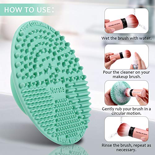 Brush Cleaning Mat, Silicone Makeup Cleaning Brush Scrubber Mat Portable Wash...