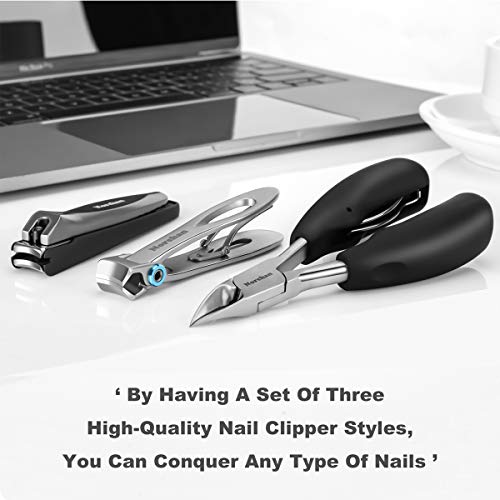 Norchan Large Nail Clippers Set, 3 Pcs Sharp Toenail and Fingernail Clippers ...