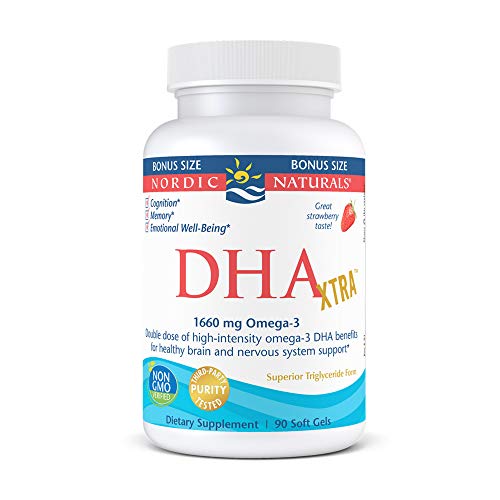 Nordic Naturals DHA Xtra, Strawberry - 90 Soft Gels - 1660 mg Omega-3 - High-...