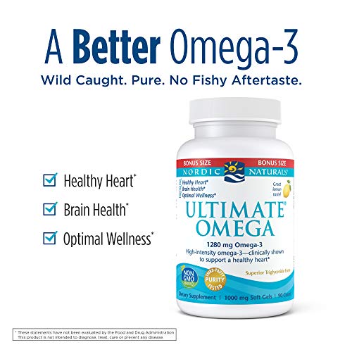 Nordic Naturals Ultimate Omega, Lemon Flavor - 1280 mg Omega-3-90 Soft Gels -...