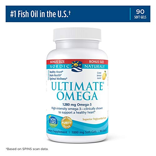 Nordic Naturals Ultimate Omega, Lemon Flavor - 1280 mg Omega-3-90 Soft Gels -...