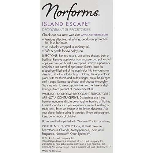 Norforms: Island Escape, Long Lasting Feminine Deodorant - 12 Suppositories