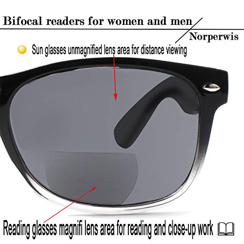 Bifocal Reading Glasses Grey Lens Spring Hinge Plastic Outdoor Sunglasses Fas...