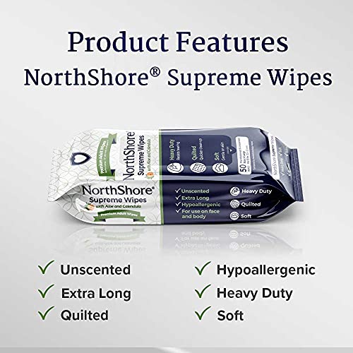 NorthShore Supreme Heavy-Duty Quilted Wipes, X-Large, 9 x 13 in., Pack/50