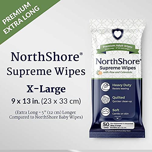 NorthShore Supreme Heavy-Duty Quilted Wipes, X-Large, 9 x 13 in., Pack/50